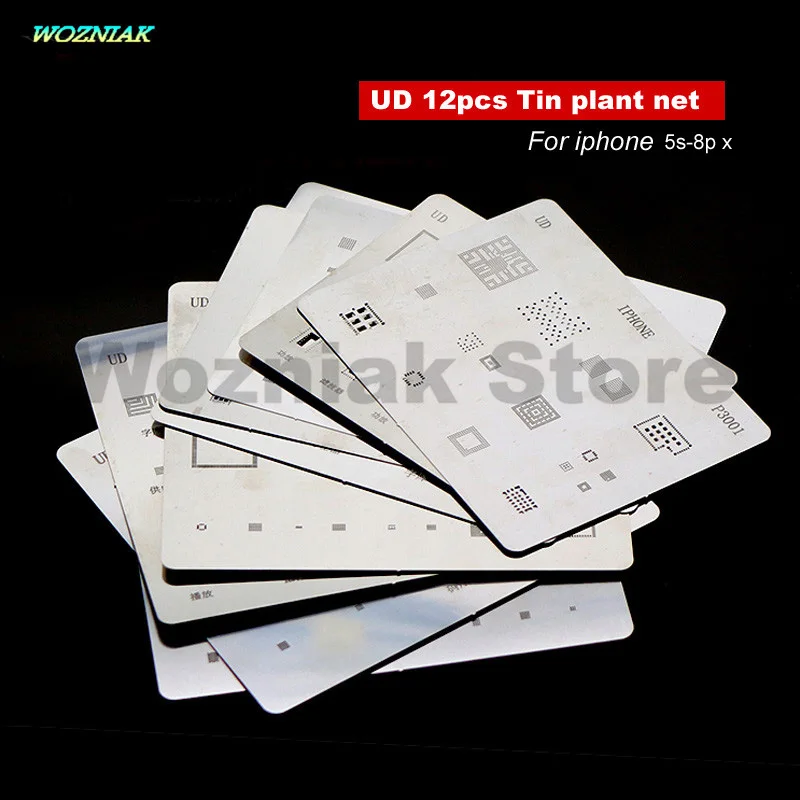 

12pcs/1set high quality CHIP IC BGA Reballing Stencil plant tin steel net for iPhone5S SE 6g 6p 6s 6sp 7g 7p x 8g 8p Mesh