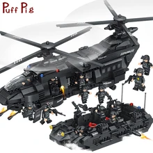 1351pcs Large Building Blocks Sets SWAT Team Transport Helicopter Compatible Legoed SWAT City Police Gift Toys
