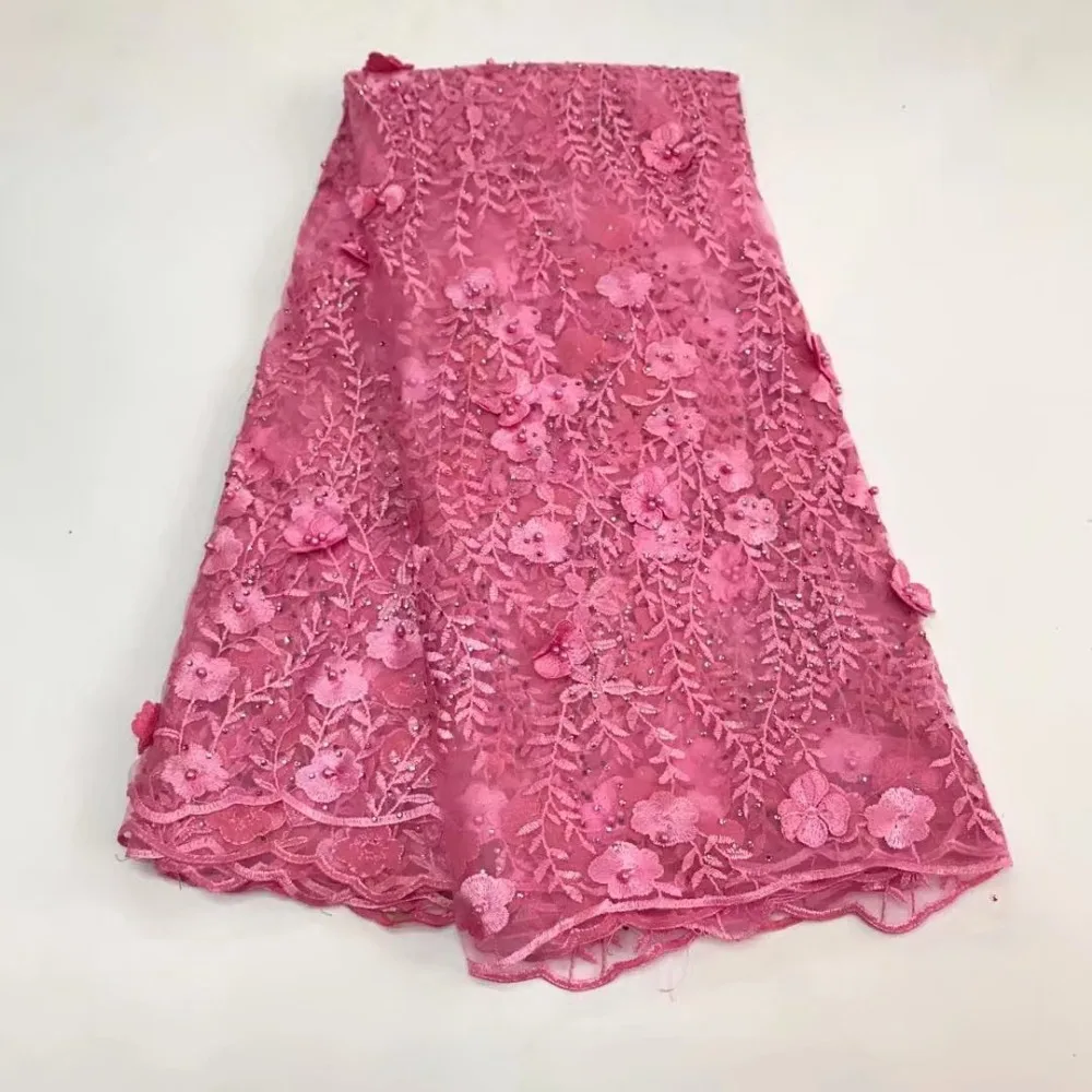 

2017 New Embroidery Design African Net Lace Fabric Mesh Tulle Lace with bead ,Nigerian French Guipure Cord Lace FC17-JYZ24