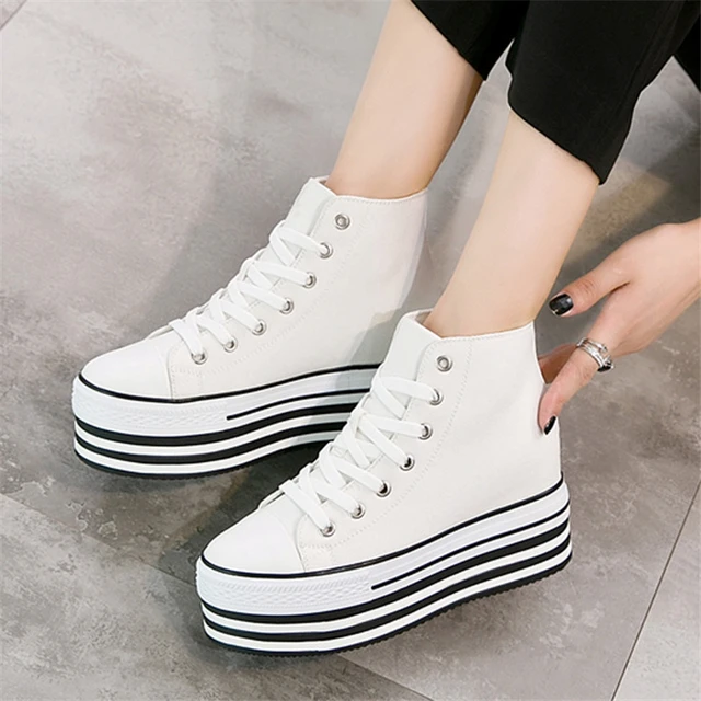 Women Letter Graphic Buckle Decor Wedge Sneakers, Sporty Outdoor Canvas  Wedge Sneakers | SHEIN