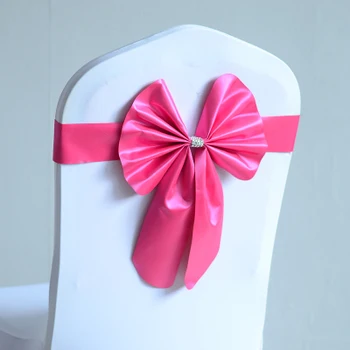 

Fuchsia colour chair sash butterfly style bow tie stretch sash lycra band spandex chair covers sash for weddings wholesale