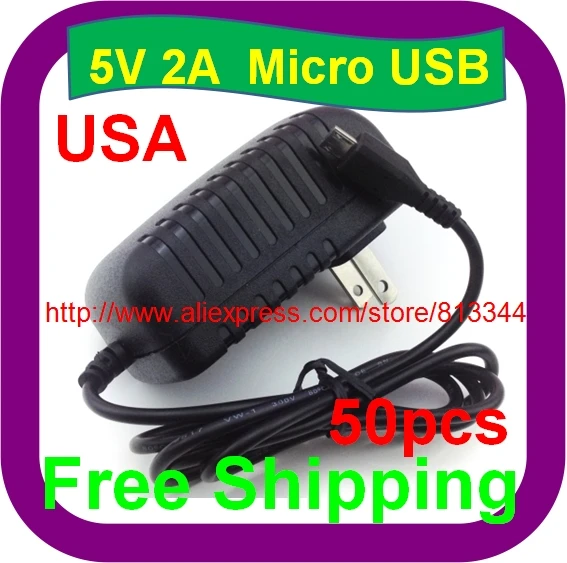 50 pcs Free Shipping 5V 2A Micro USB For HP TouchPad Tablet Premium Adapter Micro USB PSU Adapter