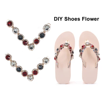 

2019New 10Pcs Round Rhinestone shoes V Connectors /Buckle for DIY flip-flops shoes or hair Embellishment accessories LP208