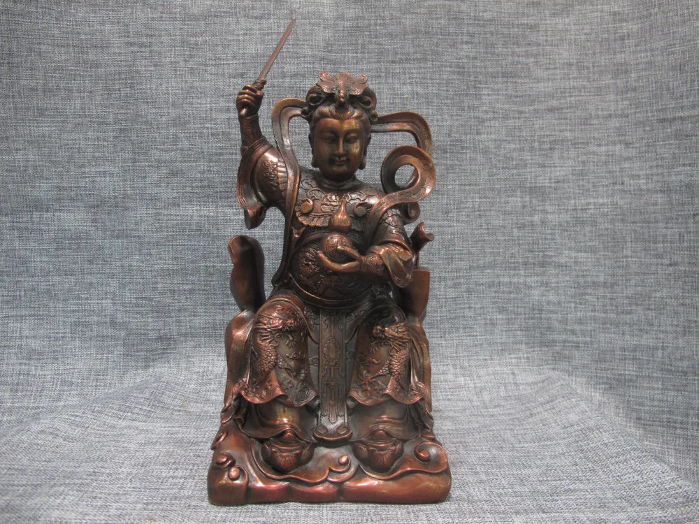 

Chinese Folk Myth Red Bronze Phoenix Dragon Queen of the West Buddha Statue