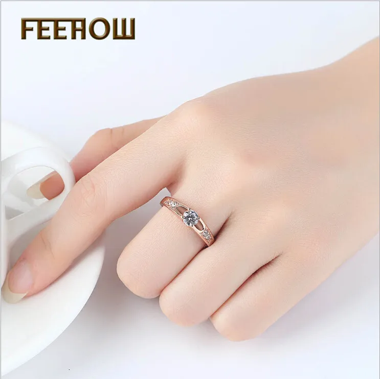 FEEHOW розовое золото цвет крепления anel feminino aneis bijoux ct циркония ювелирные