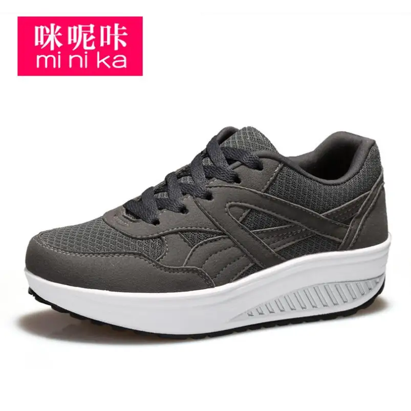 Light De Black 1609 Mode Plat Grey Plate Croissante Grey Hauteur Printemps 2019 forme dark 1609 Causalité Chaussures Respirant Balancer Rose Minika Pour Femmes XZSqRx