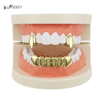 

LuReen Hip Hop Gold Teeth Grillz Vampire Fangs Silver Color Dental Grills DIY Halloween Cosplay Tooth Caps Fashion Jewelry
