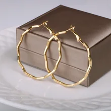 Big Round wave Hoop Earring for Women gold and silver color 5cm Women gift Fashion Jewelry 2019