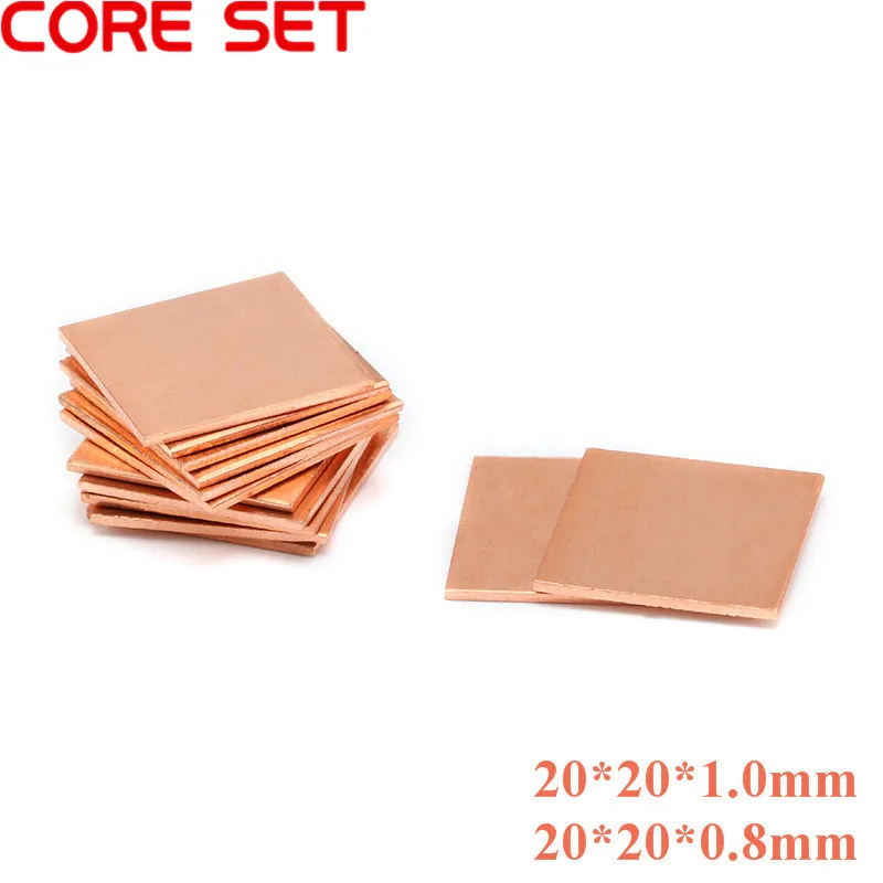 5pcs/lots Copper Sheet Shim Piece Heat Sink 20* 20mm*(0.8/1mm Optional) Thermal Pad For Laptop GPU CPU