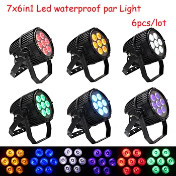 

6pcs/lot outdoor LED 7X18w rgbwa 6in1 led par light Low Noise LED stage light for wedding christmas party