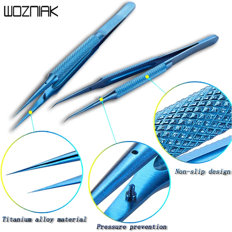 Titanium Microsurgical Straight Curved Tweezers Anticorrosion With 0.15mm Fine
