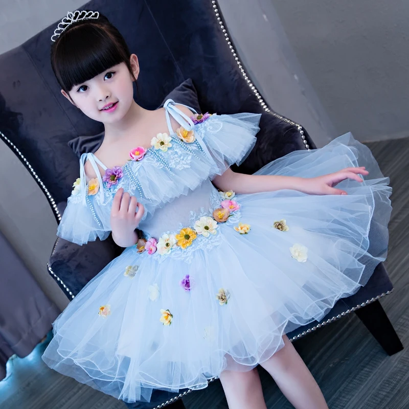 

Noble and Stylish Little Princess Dress Summer 2018 Elegant Shoulderless Girls Dress for Wedding Flower Kids Clothes P28