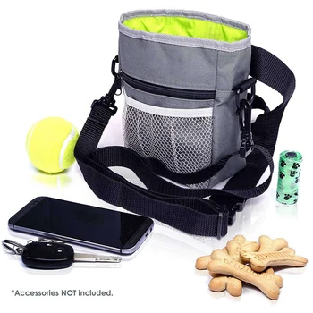 

Dog Treat Training Pouch Easily Carries Pet Toys, Kibble, Treats Built-In Poop Bag Dispenser 3 Ways To Wear Grey