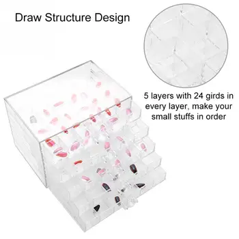 

120 Grids Nail Decoration Sequence Organize Box Nail Glitter Rhinestone Crystal Beads Accessories Container Nail Tool Clear