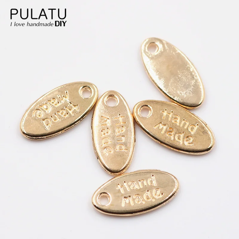 

PULATU 20pcs/lot Oval Pendant for Necklace Bracelet Handmade Letter End Beads Alloy Zinc Materials DIY Making Jewelry PJ0274