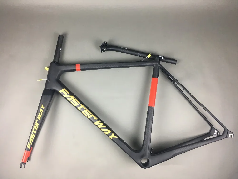 Best classic design FASTERWAY PRO full black with no logo carbon road bike frameset:carbon Frame+Seatpost+Fork+Clamp+Headset,free ems 120