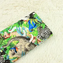 Полуметровая однотонная хлопковая ткань с принтом в виде животных из мультфильма «Парк», ручная работа, сделай сам, одежда для платья, хлопок, T478