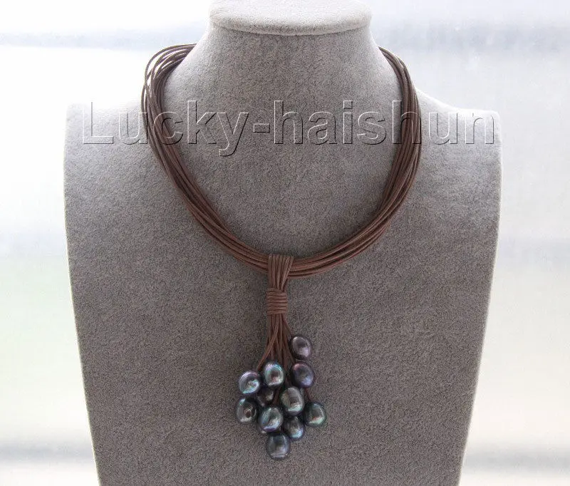 Etsy колье 16 &quot 15row 14 мм павлин черный жемчуг кофе кожа ожерелье j9563 | Украшения и