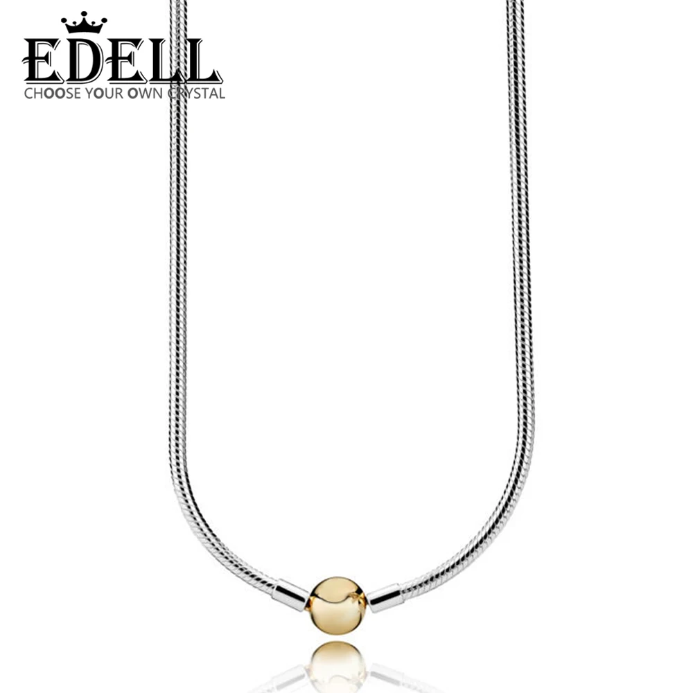 

EDELL 100% 925 sterling silver 590742HG MOMENTS SILVER NECKLACE WITH 14CT GOLD ROUND CLASP Women's Gifts Original Jewelry