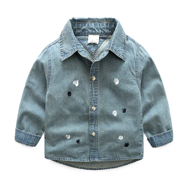 Baby denim shirt 2017 spring boys children's clothing child turn down