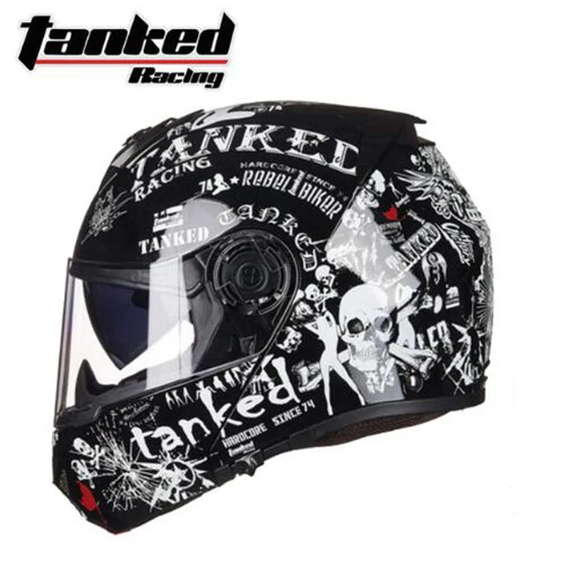 Tanked Racing ECE одобренный двойной объектив шлемы для мотоцикла T270 с открытым лицом
