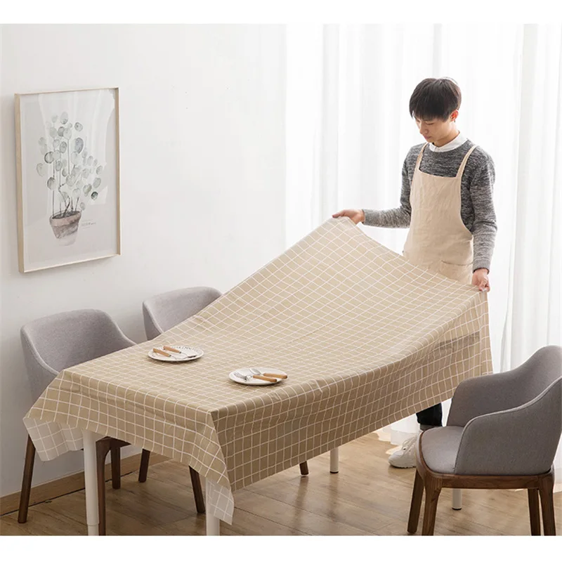 

Stylish Waterproof Oilproof EVA Table Cloth Plaid Print Multifunctional Rectangle Cover Tablecloth Home Kitchen Decoration
