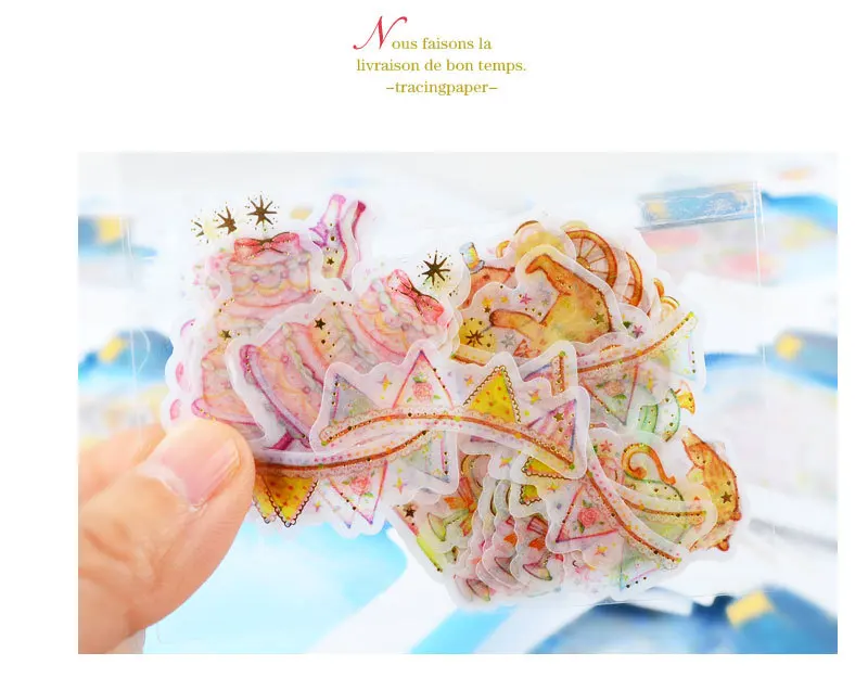 Papelaria Etiquetas Scrapbooking Jamjelly Estética Deriva Garrafas Planejador Kawaii Stickers Q-lia Filofax Coreano 48 Pçs - Set 10 Estética deriva garrafas planejador kawaii stickers Q-LIA filofax coreano