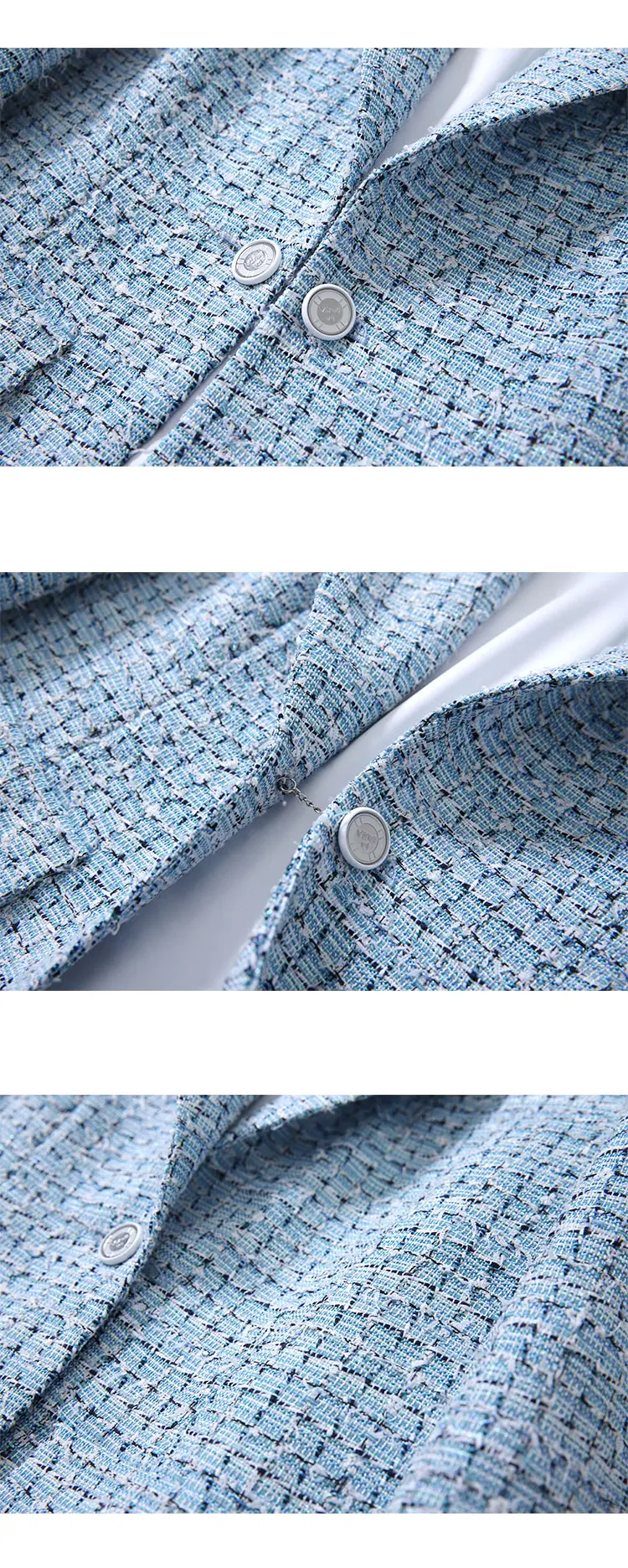 Бренд Runway, весна-осень, светильник, голубой твид, пиджаки для женщин, воротник-шаль, модное клетчатое переплетенное пальто Y103