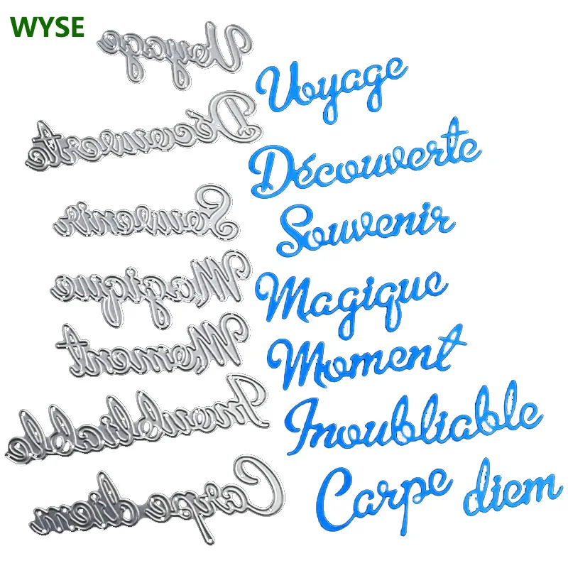

New Metal Cutting Dies French Words Moment Voyage Sounvenir dies letter Craft Die cut for DIY Scrapbooking Card making supplies
