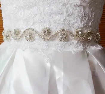 

2014 stunning Handmade organza floral Crystal Beaded Bridal Wedding Dress bridal Sashes Belts Wedding Accessories jy004