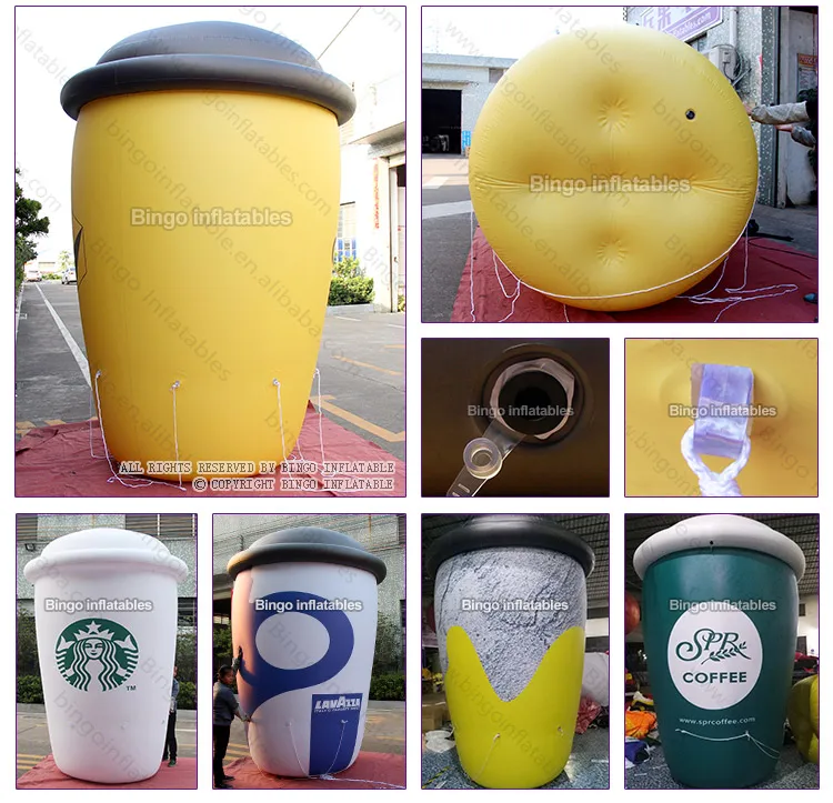 Надувная белая чашка/ПВХ air sealed надувная кофейная чашка плавающий в воздухе/надувной плавающий рекламный шар-игрушки