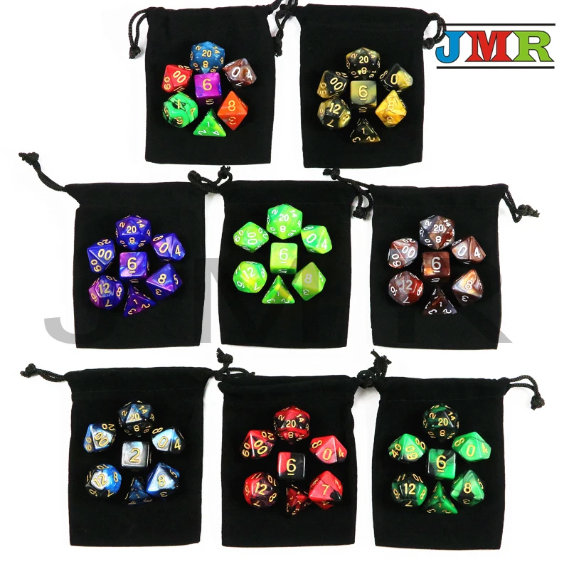 

7pcs Daodas De Rpg Dice Set with Nebula Effect Poker D&d D4,d6,d8,d10,d12,d20 Polyhedral with a bag ,For Rpg Dnd Board Game,
