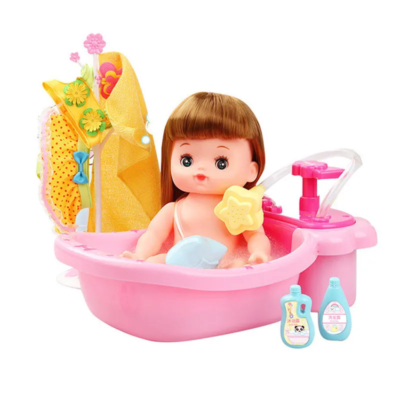 Kawaii Набор для игры в куклы девочка головоломка DIY кукольный дом мебель коляска мини игрушечные дома для детей подарок на день рождения для девочки Juguetes - Color: Bubble bath
