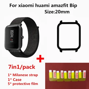 

20mm nylon watertight Wrist strap with protective case for xiaomi Huami Amazfit bip Watch strap Full protective Watch Cases