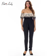 Party Lady Sexy Solid Strapless Women Jumpsuits Rompers Autumn Sash Neck Ankle-Length Elegant Jumpsuits For Women 2018 -C
