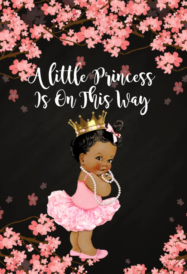 Маленькая принцесса фон для душа для девочек Золотая Корона королевская принцесса виниловые розовые цветы Цветочные вечерние украшения - Цвет: Фуксия