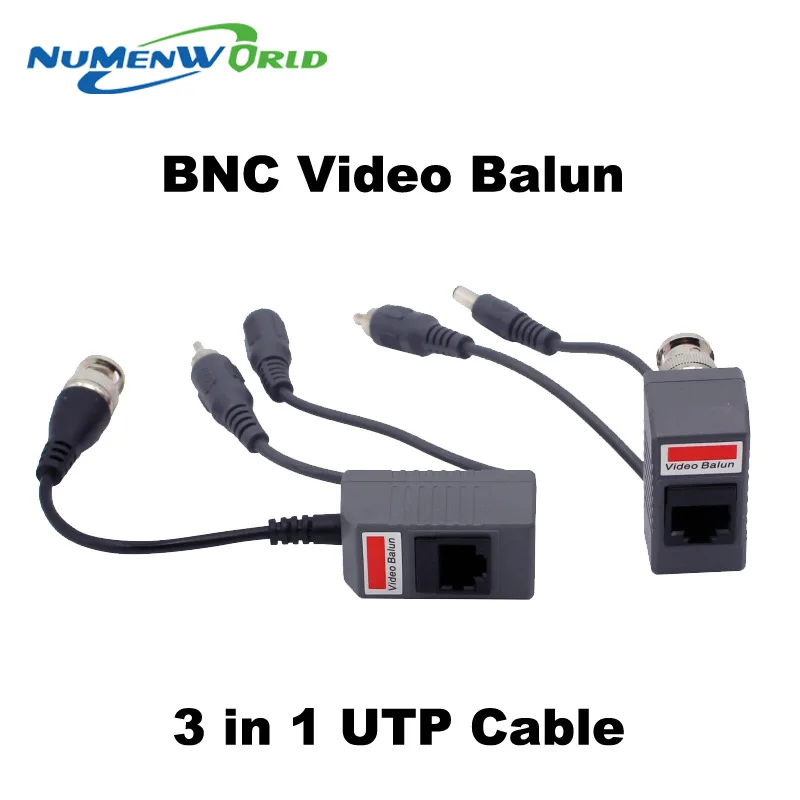 Hot UTP CCTV BNC video Balun power Passive Balun Rj45,POE Power Video Audio 3 in 1 Transceivers CCTV spare parts free ship