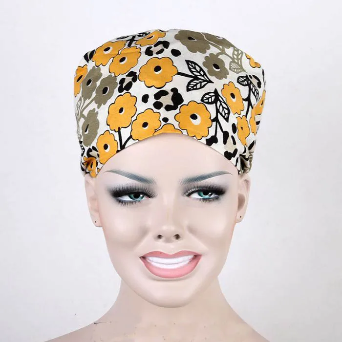 2017 New Flower Design Women Lab Coat Hospital Caps New Nursing