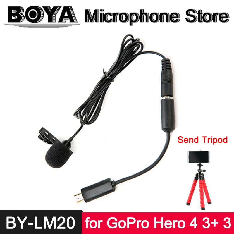BOYA BY LM20 всенаправленный конденсаторный петличный микрофон для GoPro HERO4 3 + Canon Nikon