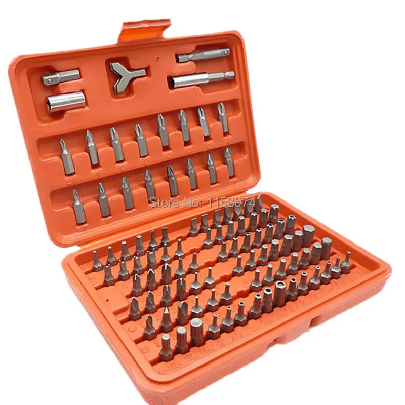 

100pc Screwdriver Security Torx Hex Tamperproof Bit Set Tamper Proof Security Bits 60mm Bit Holder Socket Bits Adapter with Case