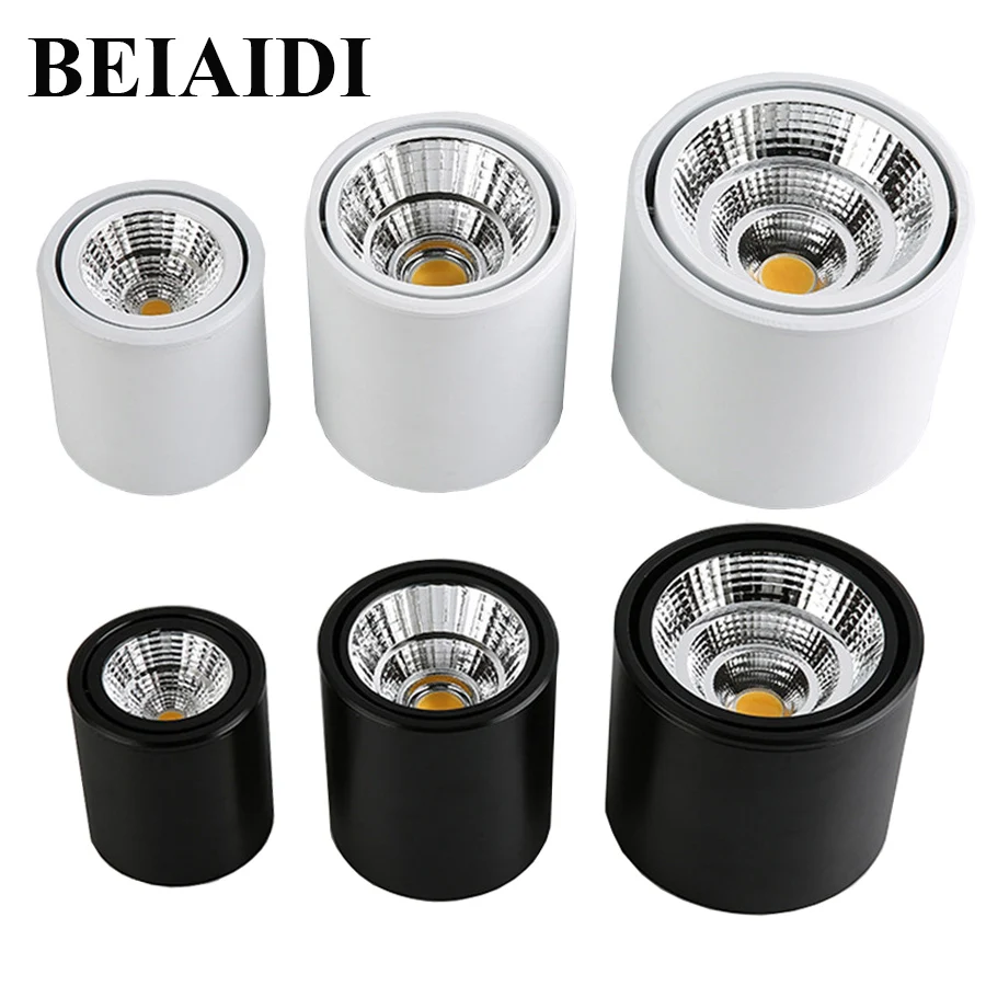 BEIAIDI Angle Adjustable LED Ceiling Downlight 7W 10W 15W Surface Mounted COB Spot Light Bedroom Shop Hotel Backdrop Lamp | Лампы и