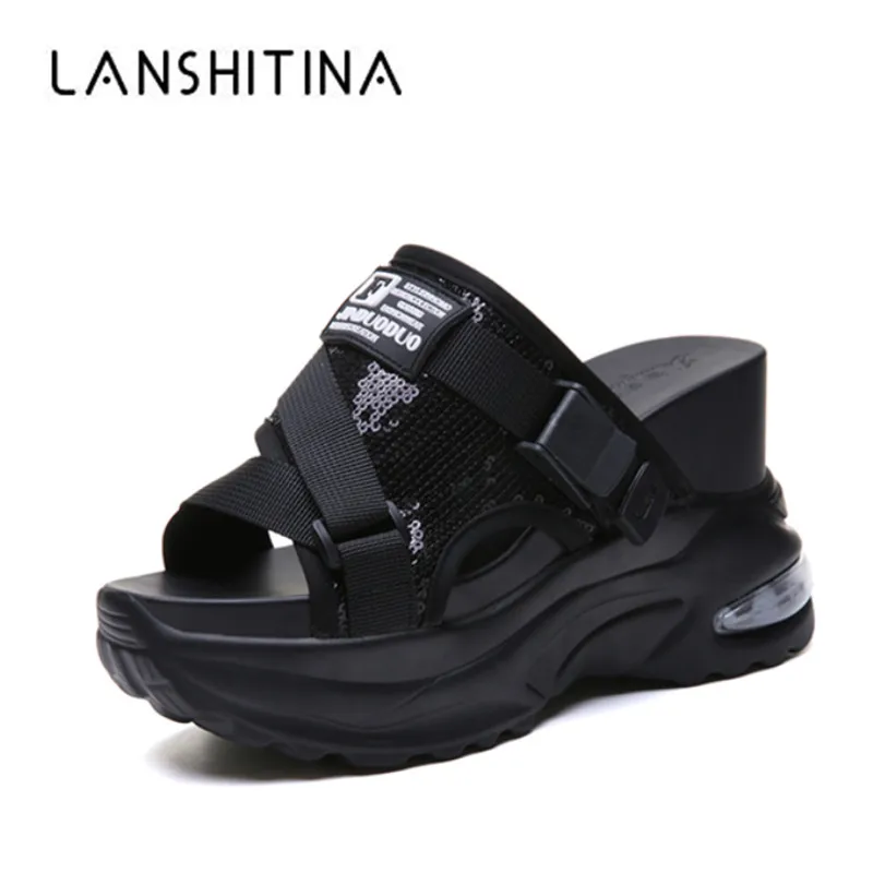 

2019 New Summer Flip Flops Women 10CM Heels Wedge Sandals Peep Toe Ladies Hollow Out Casual Shoes Flip-Flops Fashion Flats Woman