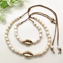 JCYMONG роскошное женское ожерелье с искусственным жемчугом золотого и серебряного цвета, металлические браслеты в виде ракушки, модные свадебные ювелирные изделия в стиле бохо