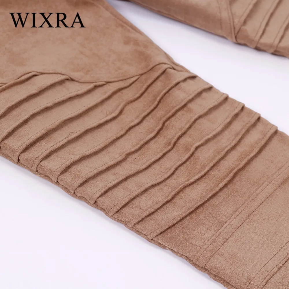 WIXRA базовые джинсы, тонкие замшевые джинсы, ребристые штаны, модные кожаные леггинсы из искусственной кожи, очаровательные обтягивающие плиссированные брюки для женщин