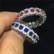 Anillo Vintage Eternity Promise 925 plata esterlina AAAA cz Anillos de Compromiso de boda para Mujeres Hombres dedo regalo de joyas de fiesta