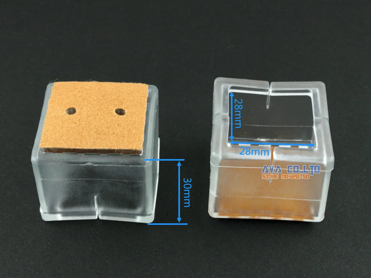 12 Pcs 28*28mm Chair Leg Cap Rubber Feet Protector Pad Cover Square Felt Base