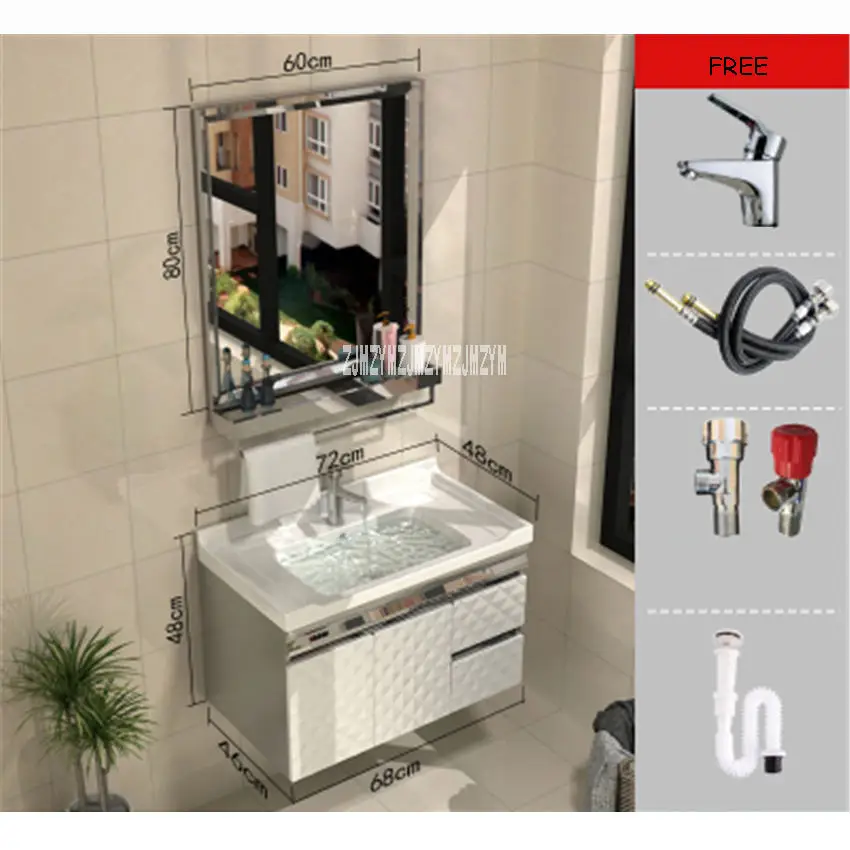 HSL-001 из нержавеющей стали, зеркальный шкаф, настенный шкаф, настенный шкаф, умывальник, раковина, комбинированный шкаф для ванной комнаты, туалетный столик - Цвет: C