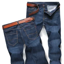 2017 Men Jeans Business Casual Thin Summer Straight Slim Fit Blue Jeans Stretch Denim Pants Trousers Classic Cowboys Young Man