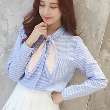 Korean Chiffon Women Tops And Blouse 2019 Fall spring Elegant OL Chiffon Blouse Women Long Sleeve Bow Tie Blouse Women 183i2 grey self tie design bell sleeves chiffon blouse