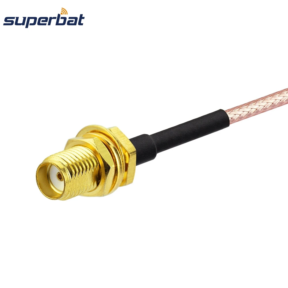 Superbat SMA Female Bulkhead Pigtail Coaxial Extension RF Cable Assembly RG178 10cm for Wifi Mini-PCI